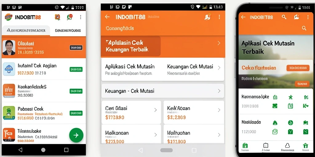 Antarmuka pengguna aplikasi INDOBIT88 untuk cek mutasi keuangan.
