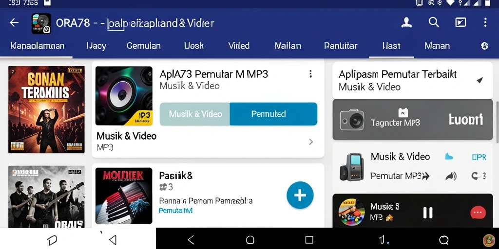 Antarmuka aplikasi ORA78 yang menarik dan fungsional untuk Pemutar MP3.